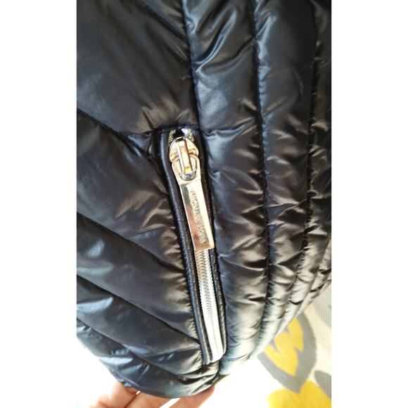 Michael Kors Black Puffer packable quilted down coat zip up size womens M preppy - Picture 7 of 10